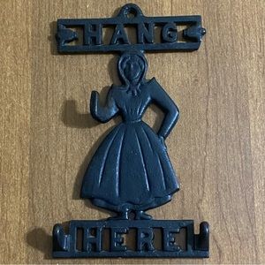 Vintage black wrought iron woman key hanger/holder